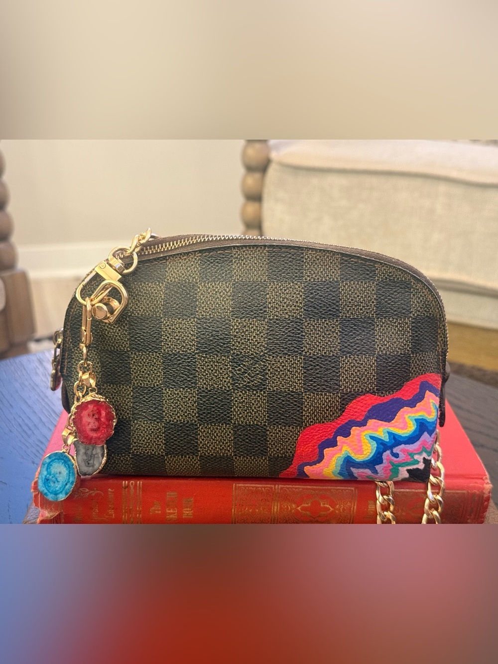 Hand painted custom Louis Vuitton crossbody